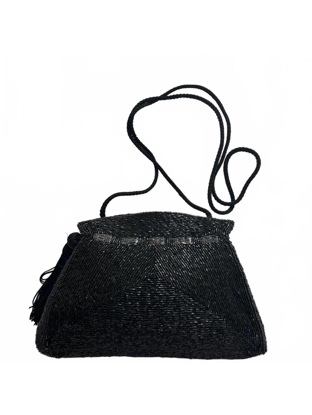 BJ Imports Y2K Black Beaded Evening Bag